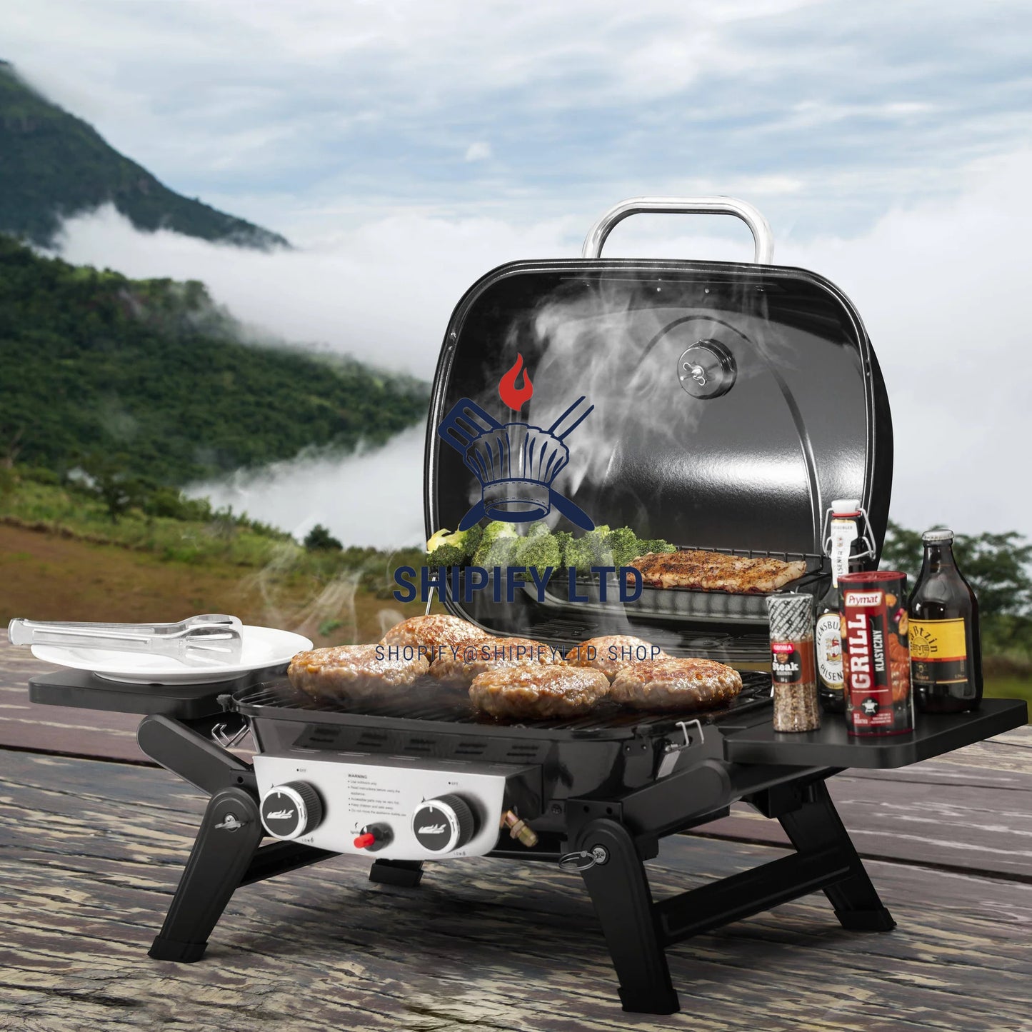 SHIPIFY Black Portable Gas Grill