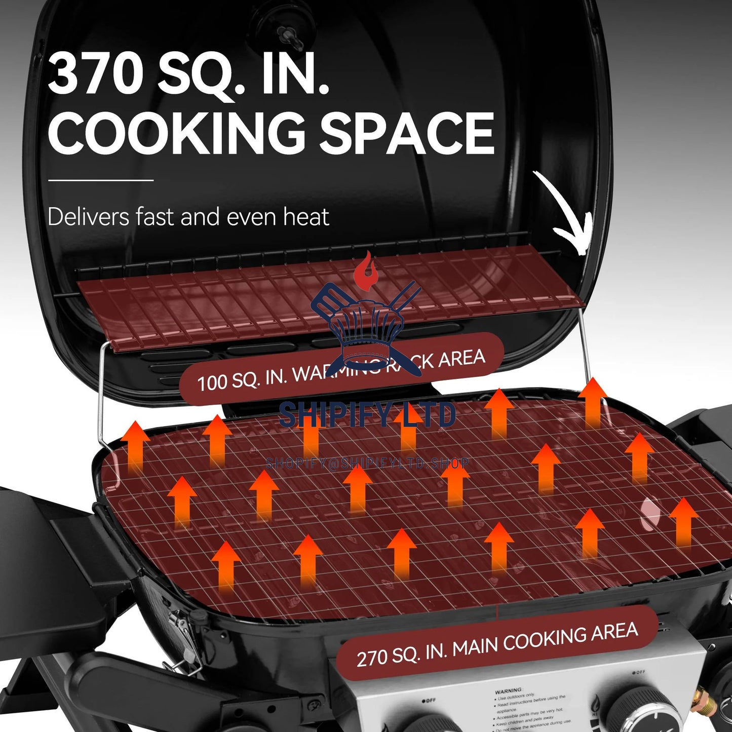 SHIPIFY Black Portable Gas Grill