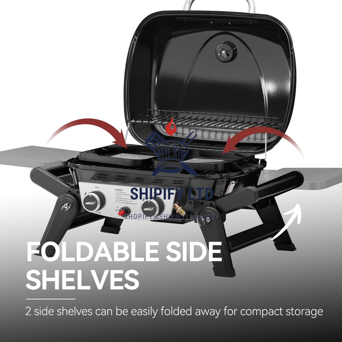 SHIPIFY Black Portable Gas Grill